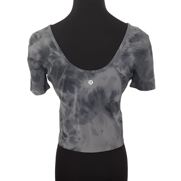Lululemon Align Tee Crop Short Sleeve Diamond Dye Pitch Gray Womens 8 Scoop Neck - Picture 2 of 9
